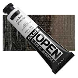 Golden Open Acrylic - VanDyke Brown Hue, 2 oz Tube and swatch