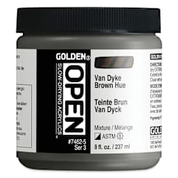 Golden Open Acrylics - VanDyke Brown Hue, 8 oz Jar