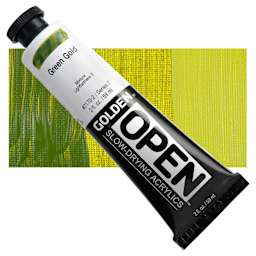 Golden Open Acrylic - Green Gold, 2 oz Tube and swatch
