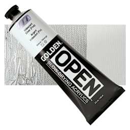Golden Open Acrylic - Iridescent Silver (Fine), 5 oz Tube and swatch