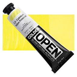 Golden Open Acrylic - Cadmium Yellow Primrose, 2 oz Tube and swatch