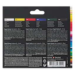 Amsterdam Expert Series Acrylic Set - 20 ml Tubes, Set of 6 (Back of package. Outer package may be different than shown here.)