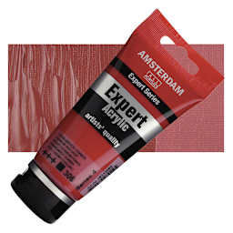 Amsterdam Expert Series Acrylic - Cadmium Red Deep, 75 ml tube and swatch