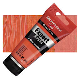 Amsterdam Expert Series Acrylic - Vermilion, 75 ml tube and swatch