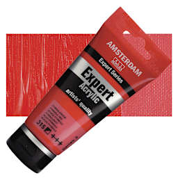 Amsterdam Expert Series Acrylic - Pyrrole Red, 75 ml tube and swatch