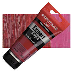 Amsterdam Expert Series Acrylic - Quinacridone Rose, 75 ml tube and swatch