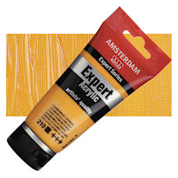 Amsterdam Expert Series Acrylic - Cadmium Yellow Deep, 75 ml tube and swatch