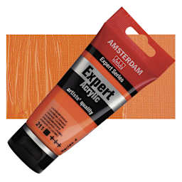 Amsterdam Expert Series Acrylic - Cadmium Orange, 75 ml tube and swatch