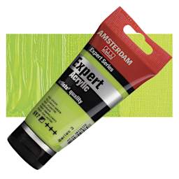 Amsterdam Expert Series Acrylic - Yellowish Green, 75 ml tube and swatch