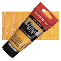 Amsterdam Expert Series Acrylic - Permanent Yellow Deep, 75 ml tube and swatch
