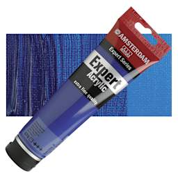 Amsterdam Expert Series Acrylic - Phthalo Blue, 75 ml tube and swatch