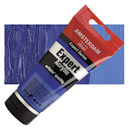 Amsterdam Expert Series Acrylic - Cobalt Blue Deep (Ultramarine), 75 ml tube and swatch