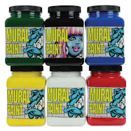 Chroma Acrylic Mural Paints - Set of 6, Primary Colors, 16 oz jars