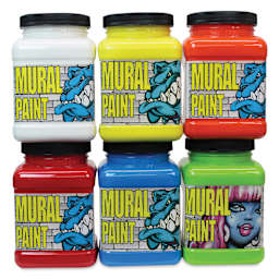 Chroma Acrylic Mural Paints - Set of 6, Retro Replay Colors, 16 oz jar