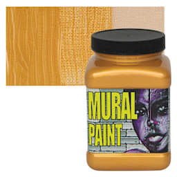 Chroma Acrylic Mural Paint - Glam Rock (Gold), 16 oz jar and swatch