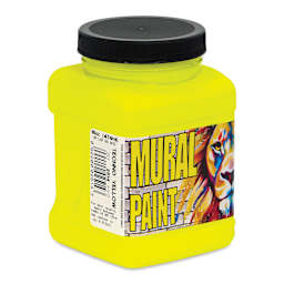 Chroma Acrylic Mural Paint - Techno Yellow, 16 oz Jar side view