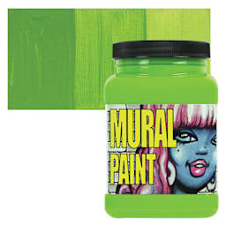 Chroma Acrylic Mural Paint - Slime, 16 oz jar and swatch