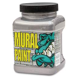 Chroma Acrylic Mural Paint - Rock Star (Silver), 16 oz, Jar (Angled view)
