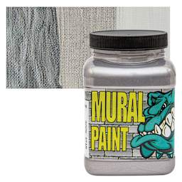 Chroma Acrylic Mural Paint - Rock Star (Silver), 16 oz jar and swatch