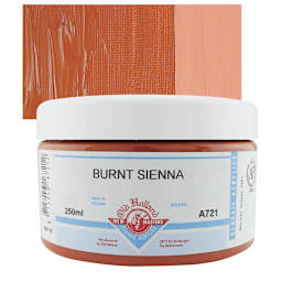 Old Holland New Masters Classic Acrylic Paint - Burnt Sienna, 250 ml jar and swatch