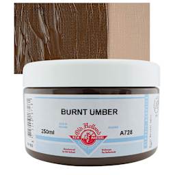 Old Holland New Masters Classic Acrylic Paint - Burnt Umber, 250 ml jar and swatch