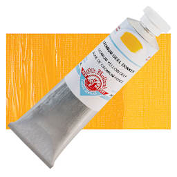 Old Holland New Masters Classic Acrylic Paint - Cadmium Yellow Deep, 60 ml tube and swatch