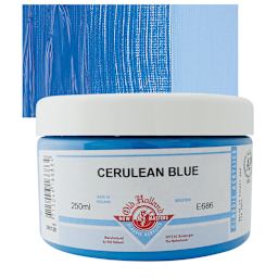 Old Holland New Masters Classic Acrylic Paint - Cerulean Blue, 250 ml jar and swatch