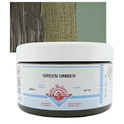 Old Holland New Masters Classic Acrylic Paint - Green Umber, 250 ml jar and swatch