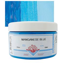 Old Holland New Masters Classic Acrylic Paint - Manganese Blue Extra, 250 ml jar and swatch