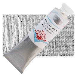 Old Holland New Masters Classic Acrylic Paint - Metallic Aluminum, 60 ml tube and swatch