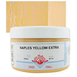 Old Holland New Masters Classic Acrylic Paint - Naples Yellow Extra, 250 ml jar and swatch