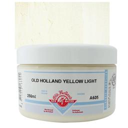 Old Holland New Masters Classic Acrylic Paint - Old Holland Yellow Light, 250 ml jar and swatch