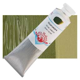 Old Holland New Masters Classic Acrylic Paint - Olive Green, 60 ml tube and swatch