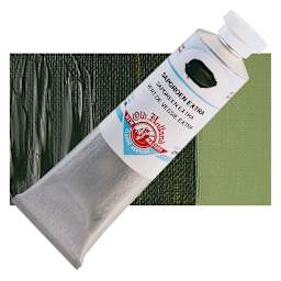 Old Holland New Masters Classic Acrylic Paint - Sap Green Extra and swatch