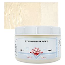 Old Holland New Masters Classic Acrylic Paint - Titanium Buff Deep, 250 ml jar and swatch