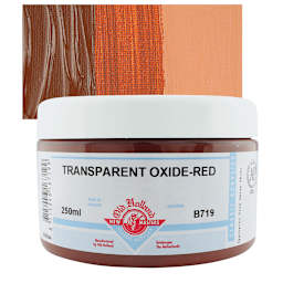 Old Holland New Masters Classic Acrylic Paint - Transparent Red Oxide, 250 ml jar and swatch