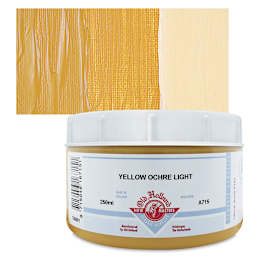 Old Holland New Masters Classic Acrylic Paint - Yellow Ochre Light, 250 ml jar and swatch