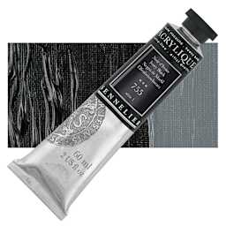 Sennelier Extra-Fine Artist Acrylique - Ivory Black, 60 ml tube and swatch