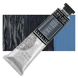 Sennelier Extra-Fine Artist Acrylique - Paynes Gray, 60 ml tube and swatch