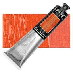 Sennelier Extra-Fine Artist Acrylique - Cadmium Red Light, 200 ml tube and swatch