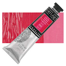 Sennelier Extra-Fine Artist Acrylique - Pink Madder, 60 ml tube and swatch