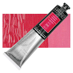 Sennelier Extra-Fine Artist Acrylique - Pink Madder, 200 ml tube and swatch