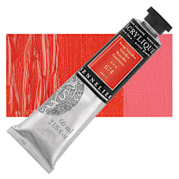 Sennelier Extra-Fine Artist Acrylique - Vermilion, 60 ml tube and swatch
