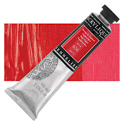 Sennelier Extra-Fine Artist Acrylique - Naphthol Red, 60 ml tube and swatch
