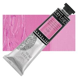 Sennelier Extra-Fine Artist Acrylique - Quinacridone Pink, 60 ml  tube and swatch