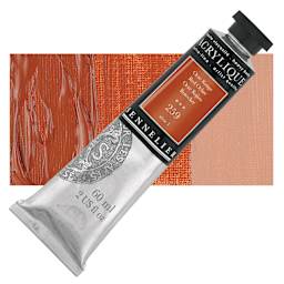 Sennelier Extra-Fine Artist Acrylique - Red Ochre, 60 ml tube and swatch