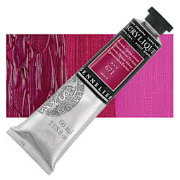 Sennelier Extra-Fine Artist Acrylique - Quinacridone Fuschia, 60 ml tube and swatch