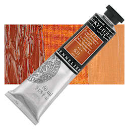 Sennelier Extra-Fine Artist Acrylique - Transparent Red Iron Oxyde, 60 ml tube and swatch