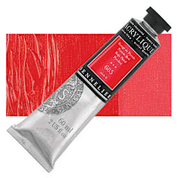Sennelier Extra-Fine Artist Acrylique - Pyrrole Red, 60 ml tube and swatch