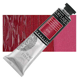 Sennelier Extra-Fine Artist Acrylique - Quinacridone Carmine, 60 ml tube and swatch